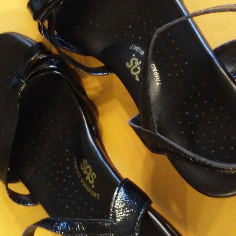 SAS Black Patent Sandals